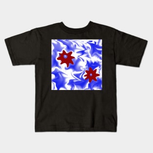 Two red blooms on blue Kids T-Shirt